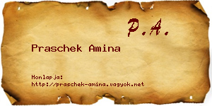 Praschek Amina névjegykártya